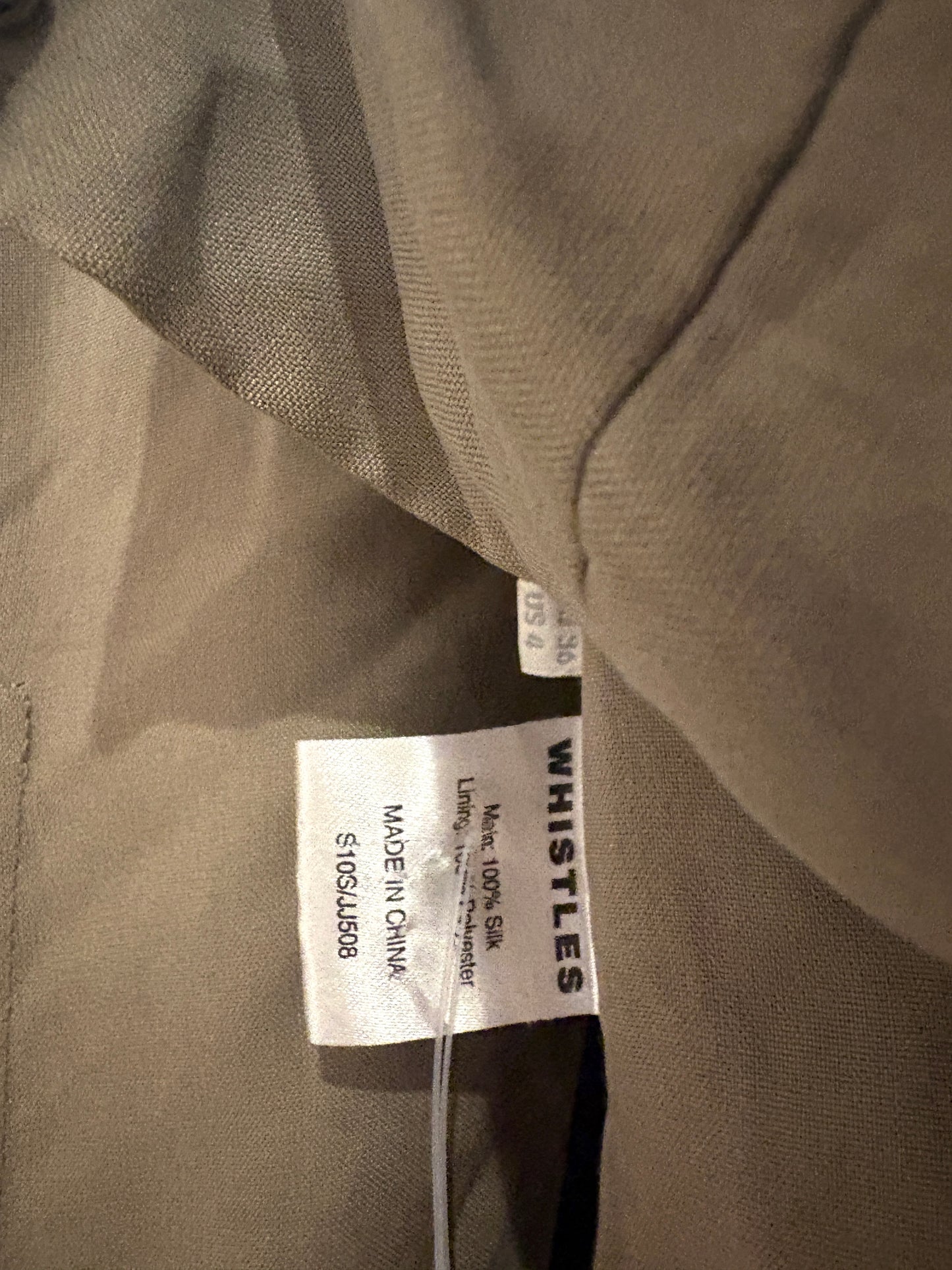 Whistles Silk Khaki Jacket UK 8