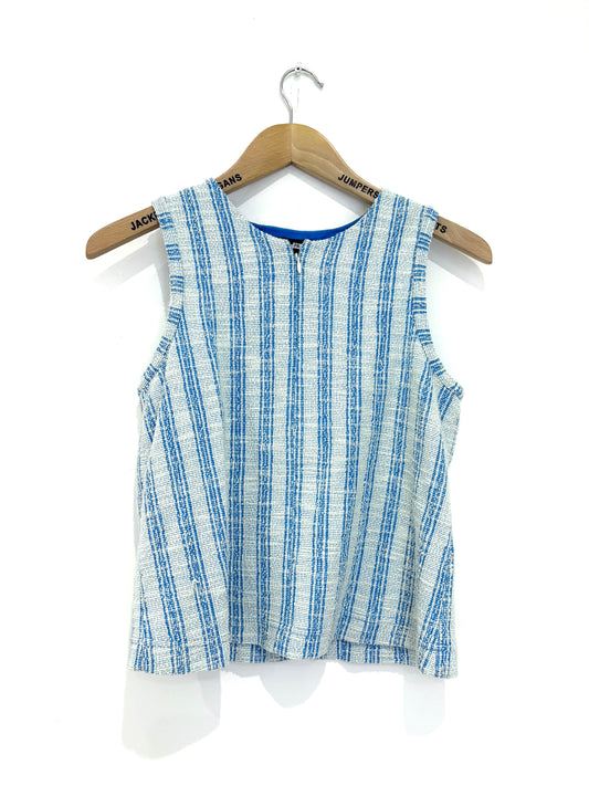 Me+Em Blue Textured Stripe Swing Top