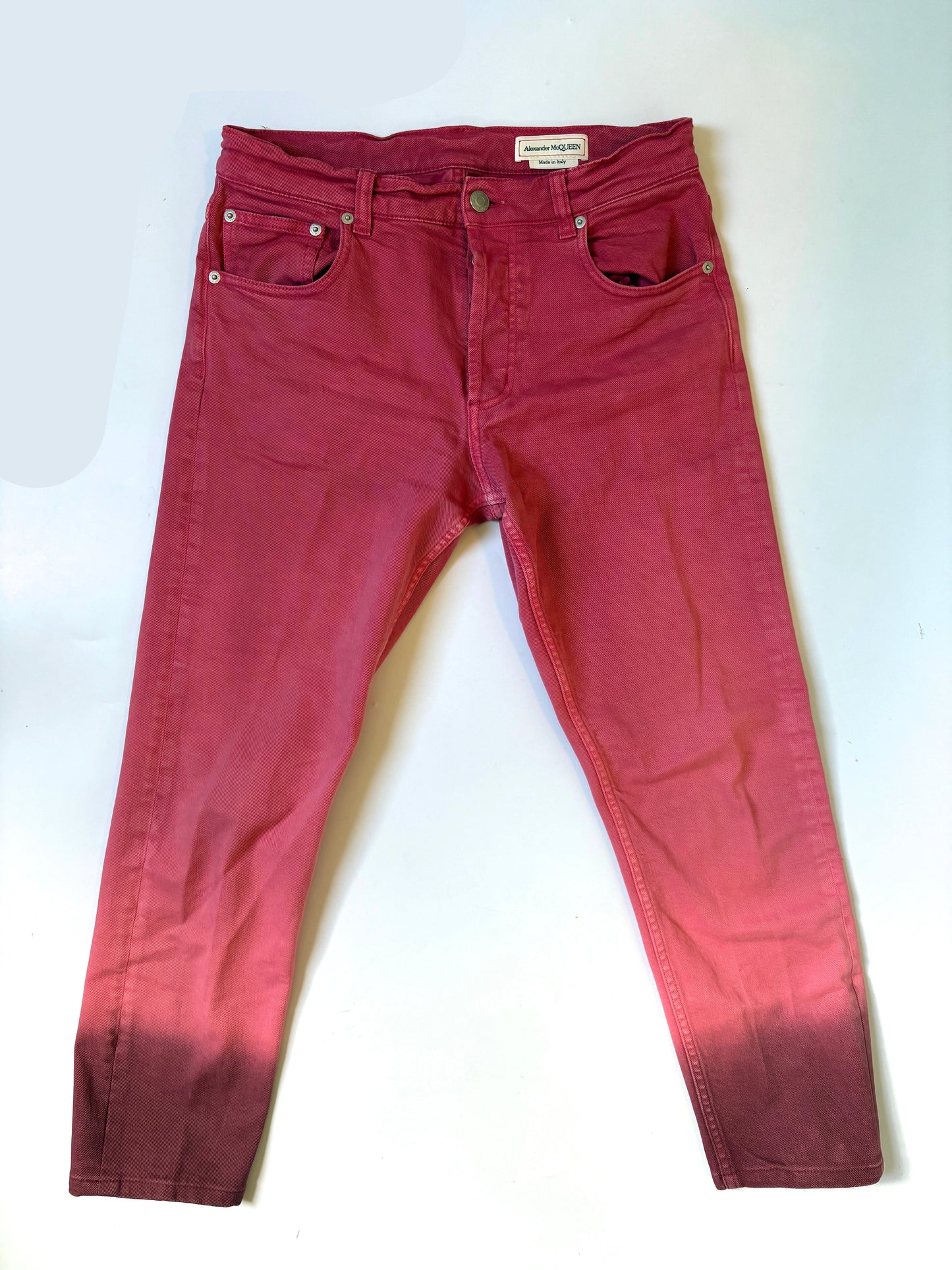Alexander Mcqueen Red Cropped Jeans