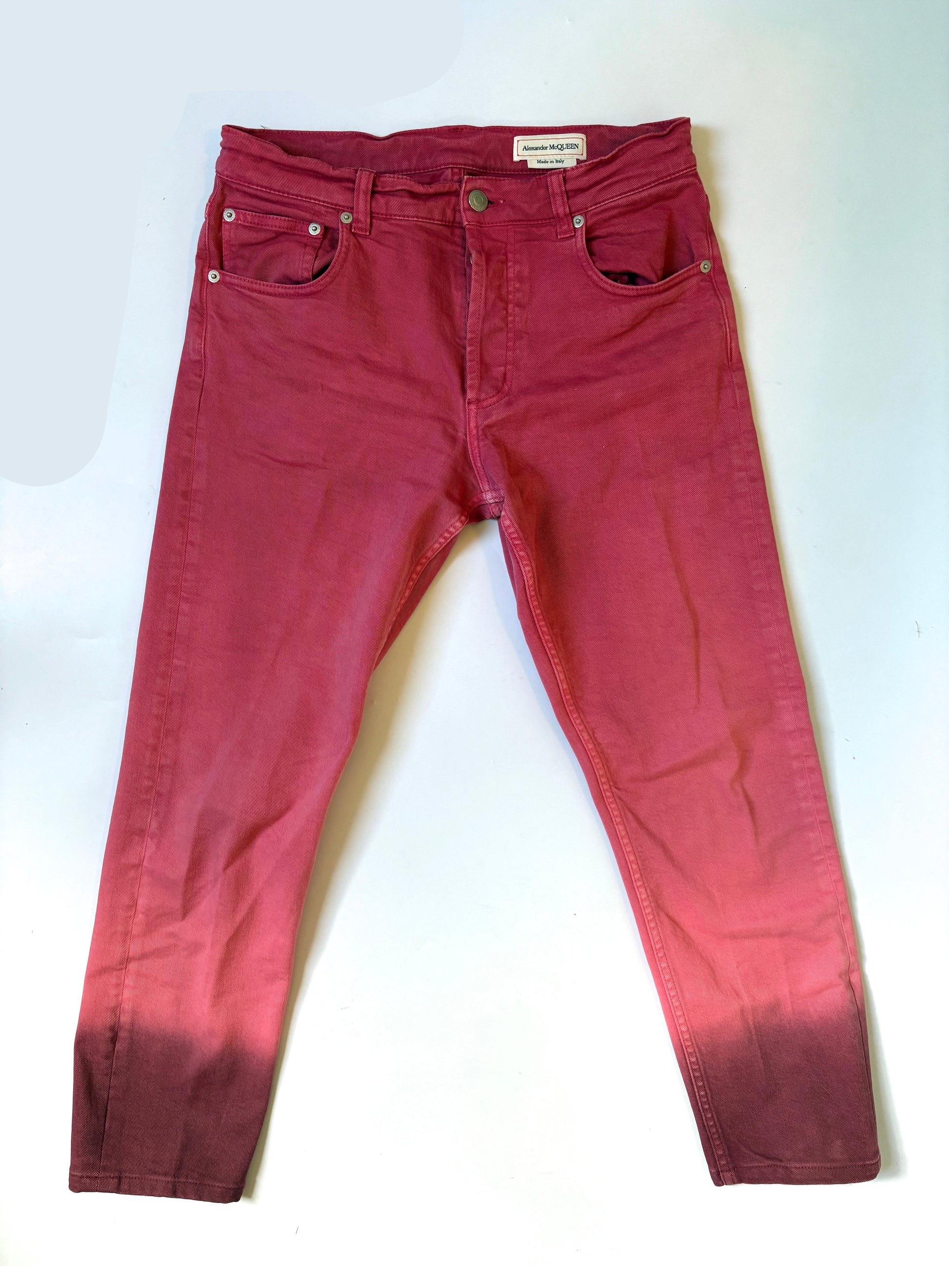 Alexander Mcqueen Red Cropped Jeans