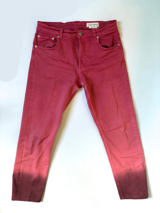Alexander Mcqueen Red Cropped Jeans
