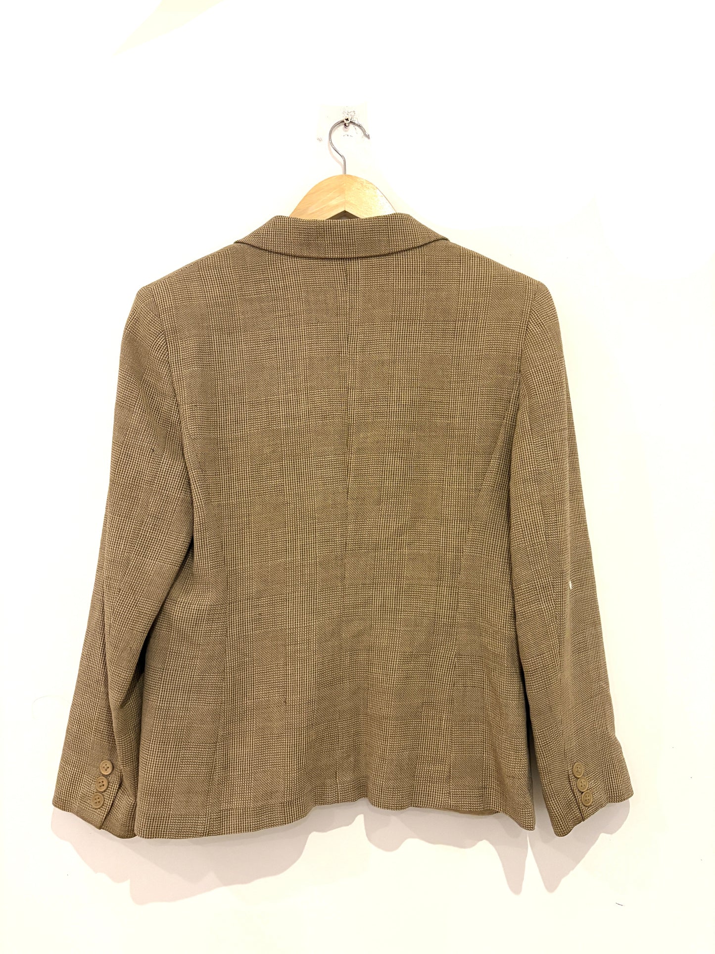 Max Mara Vintage Beige Houndstooth Blazer UK 12