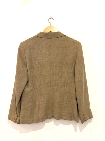 Max Mara Vintage Beige Houndstooth Blazer UK 12