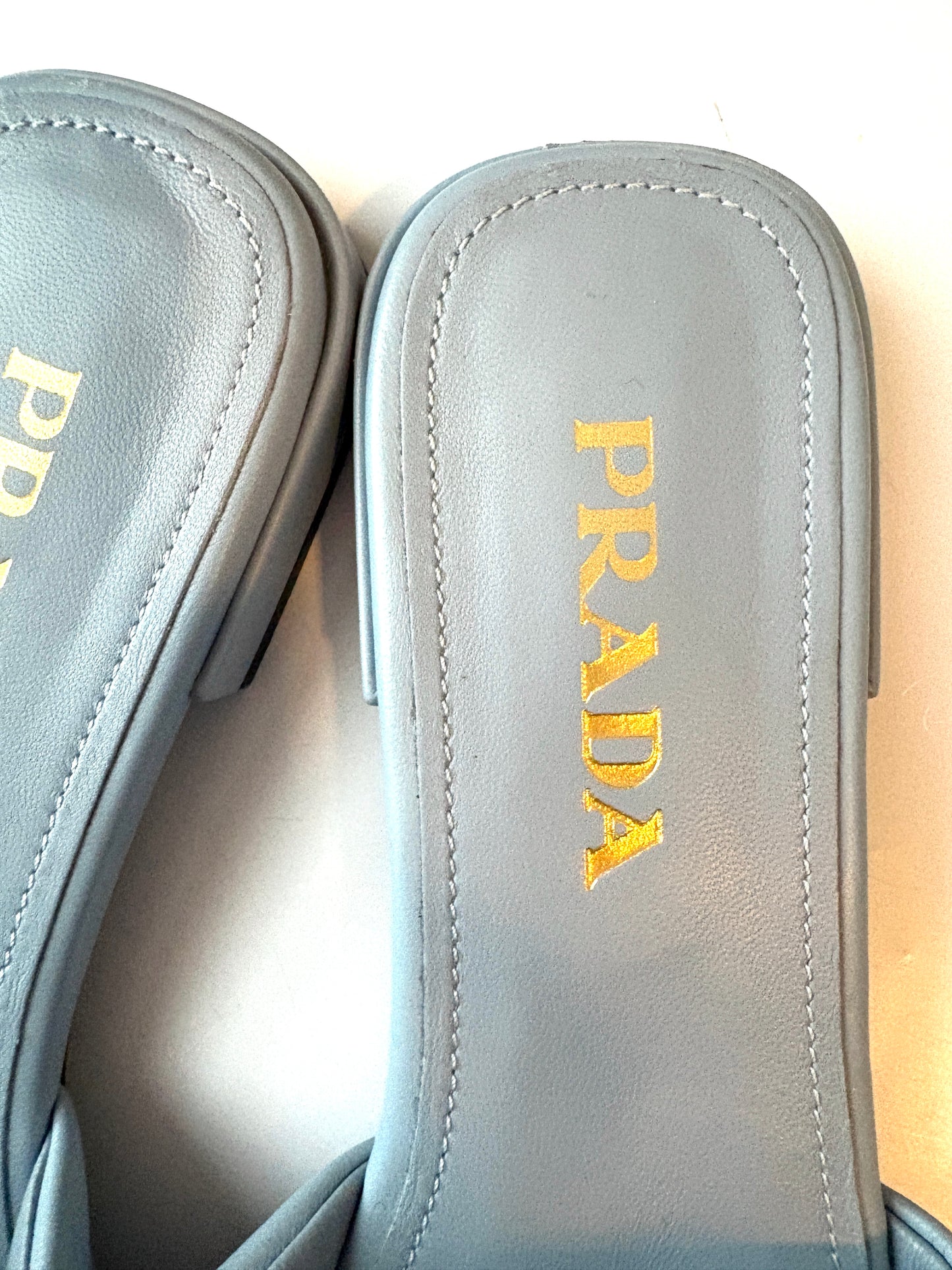 Prada Blue Quilted Leather Slides UK 6