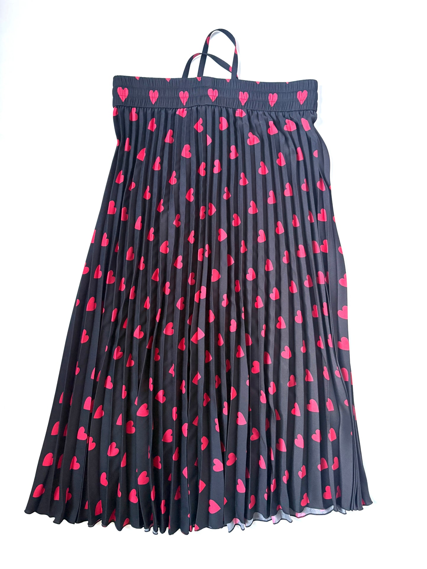 Red Valentino Heart Print Pleated Midi Skirt UK 8