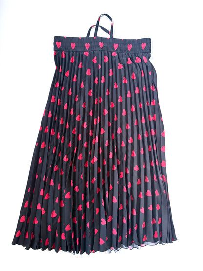 Red Valentino Heart Print Pleated Midi Skirt UK 8