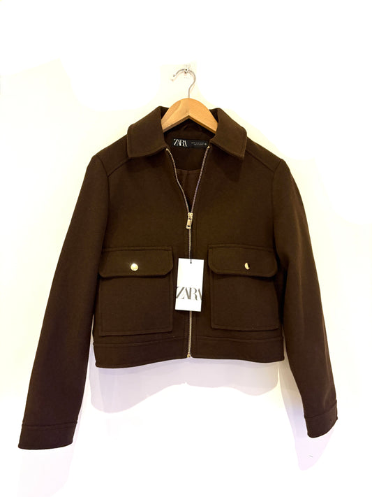 New with tags Zara Cropped Brown Jacket XS