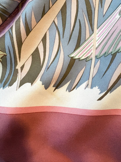 Hermès Silk Twill Foulard Cols Verts Vintage Scarf
