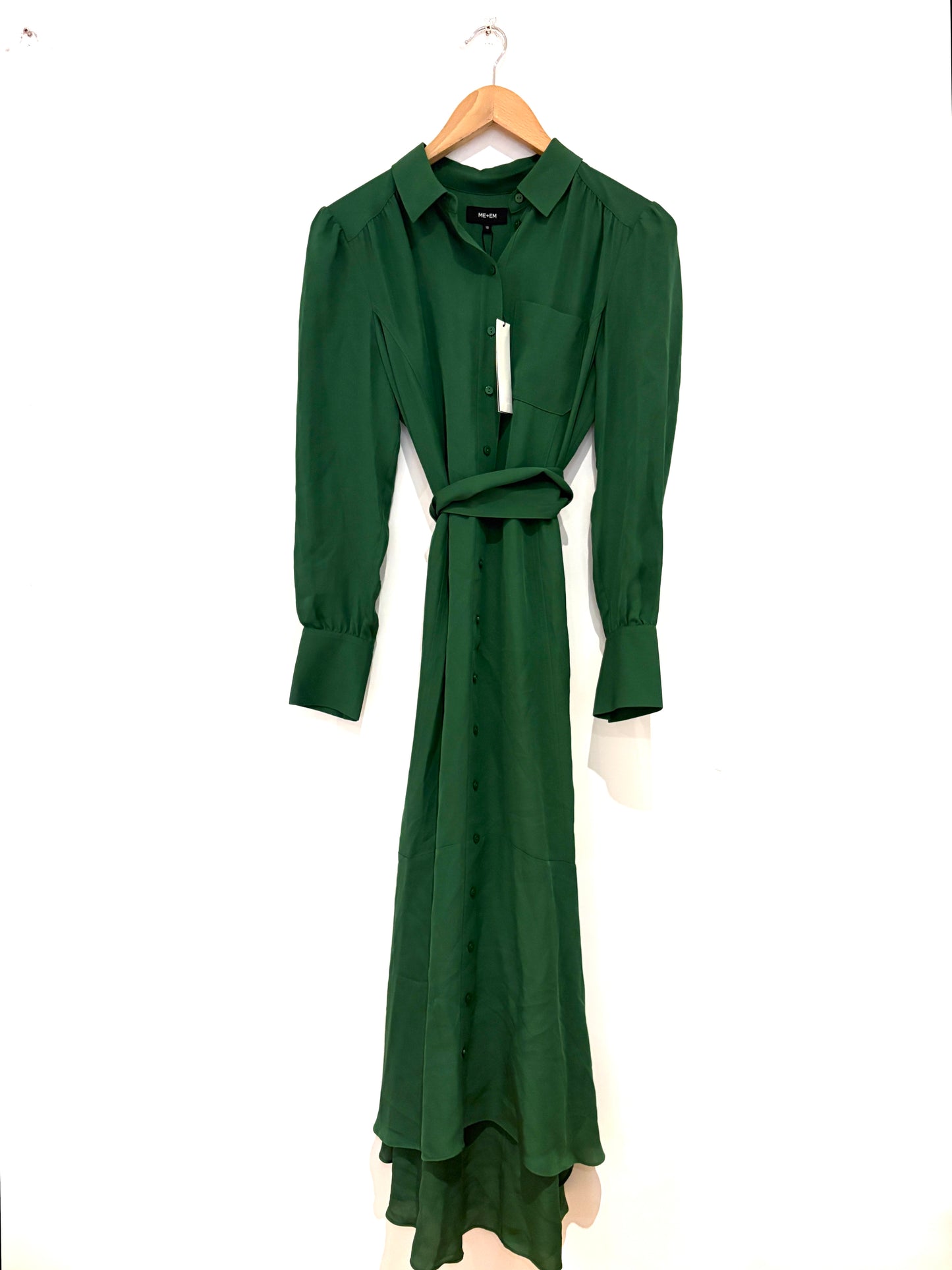 Me+Em Silk Green Belted Dress UK 10