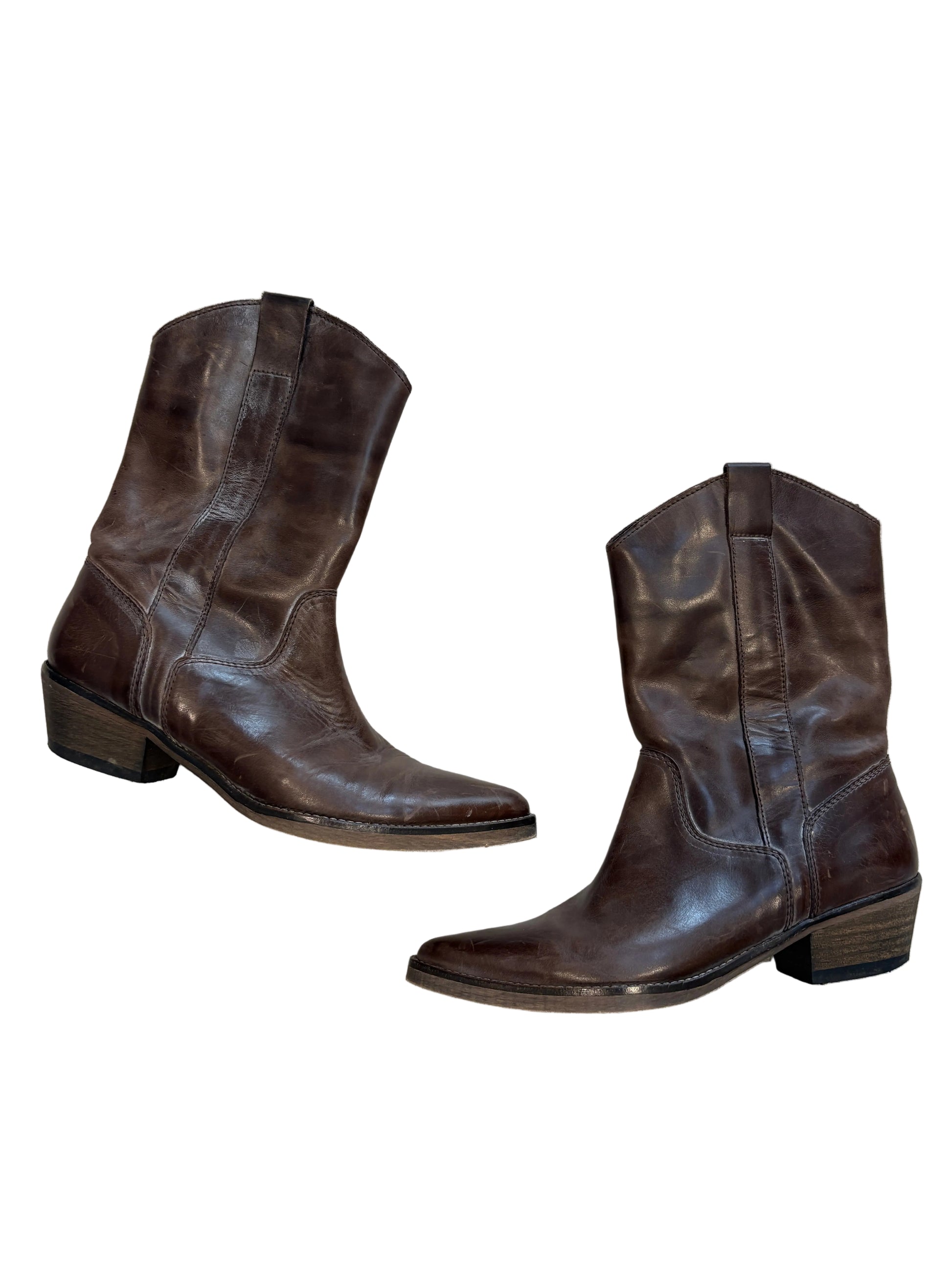 Ivy  Lee Brown Leather Cowboy Boots
