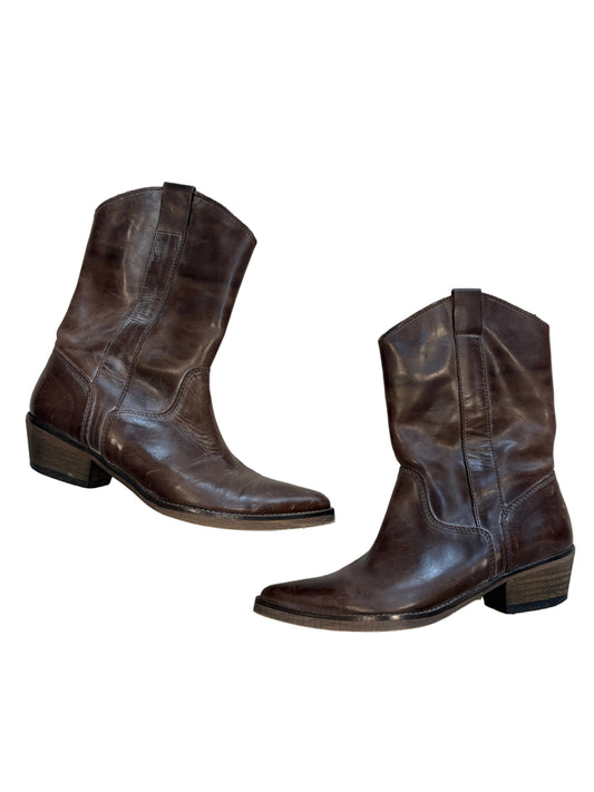 Ivy  Lee Brown Leather Cowboy Boots