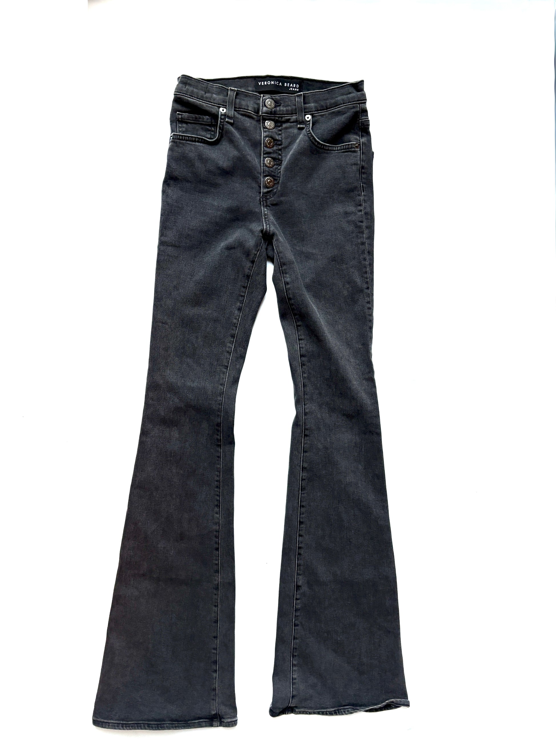 Veronica Beard Charcoal Beverley High Waisted Flare Jeans