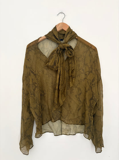 Massimo Dutti Green Snake Print Blouse S