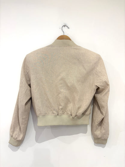 H&M Linen Beige Bomber Jacket S