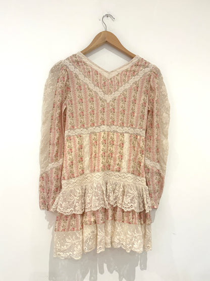 LoveShackFancy Floral Print Lace Dress UK 4