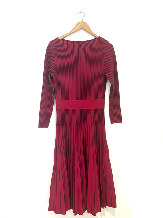 The Fold Red Pleat Knit Dress