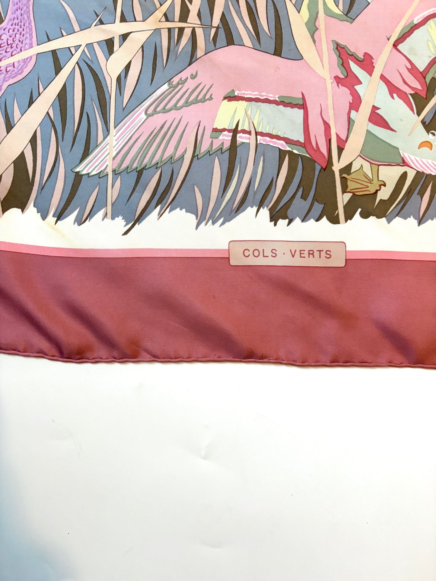 Hermès Silk Twill Foulard Cols Verts Vintage Scarf