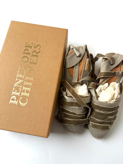 Penelope Chilvers High Sevillana Dali Grey Espadrilles UK 7
