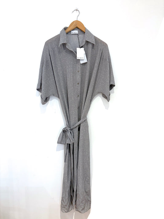 Rae Grey Silk Belted Dress
