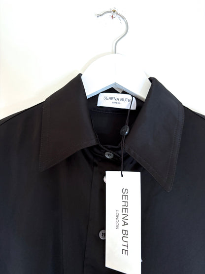 New With Tags Serena Bute Black Satin Serena Shirt XS