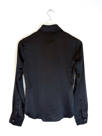 New With Tags Serena Bute Black Satin Serena Shirt XS