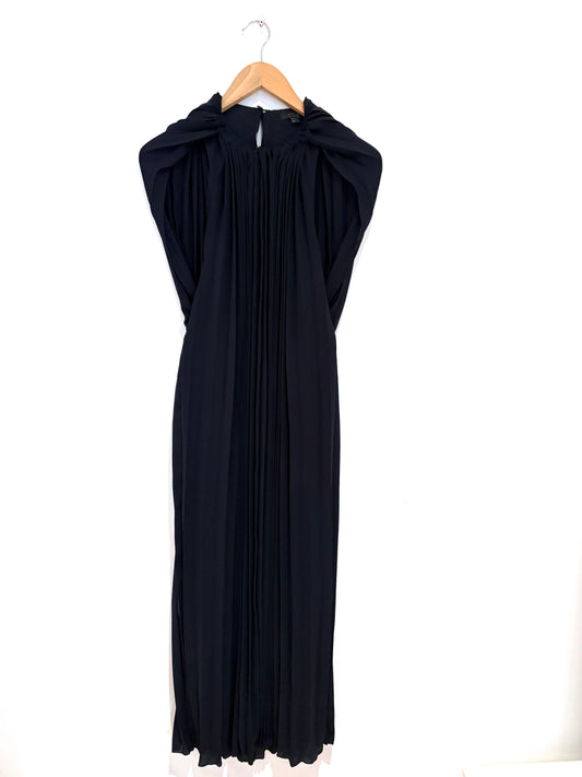 COS Navy Pleated Midi Dress 