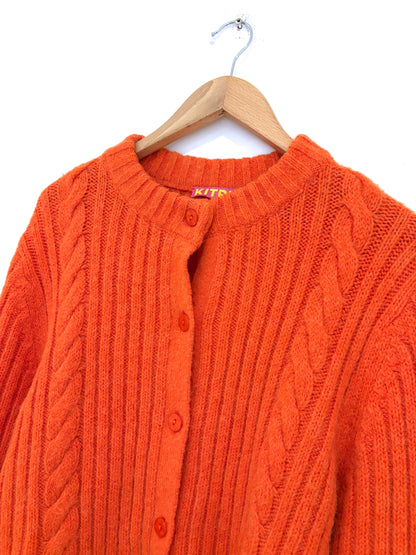 Kitri Orange Cable Knit Cardigan M