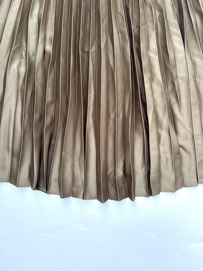Reiss Khaki Metallic Pleat Skirt UK 14