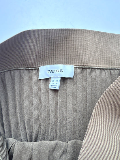 Reiss Khaki Metallic Pleat Skirt UK 14