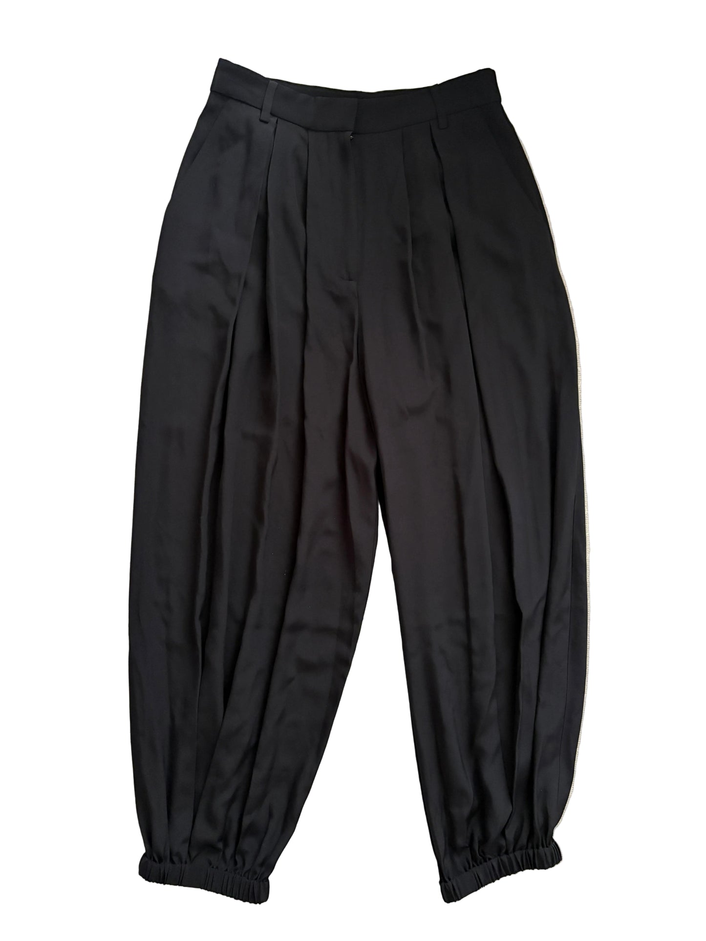 Tibi Silk Black Balloon Joggers