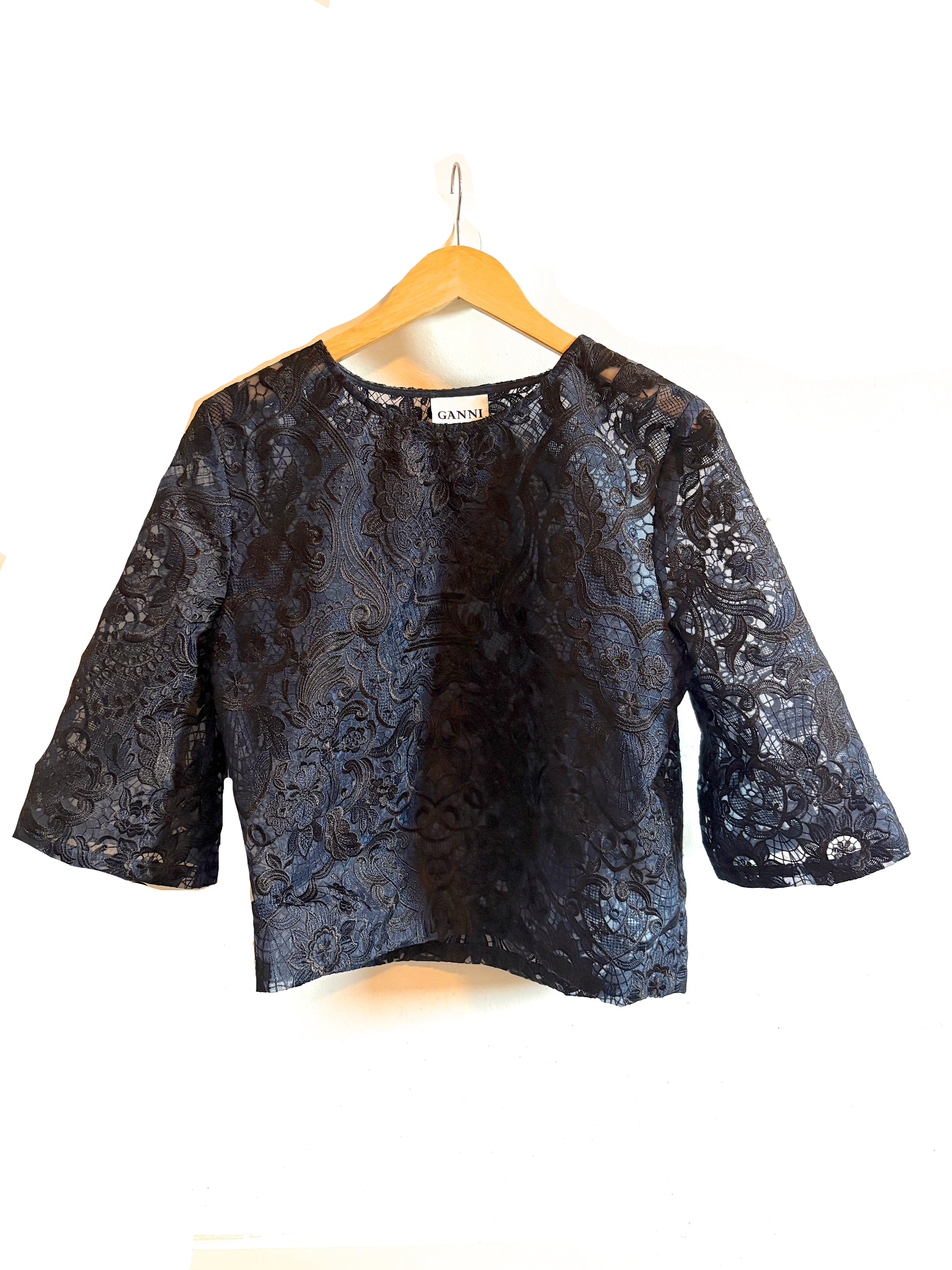 Ganni Blue Lace Blouse 
