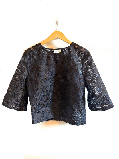 Ganni Blue Lace Blouse 
