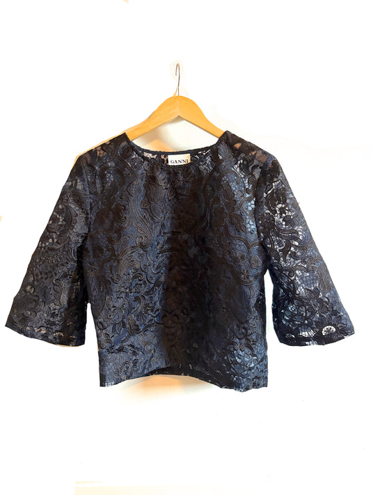 Ganni Blue Lace Blouse 
