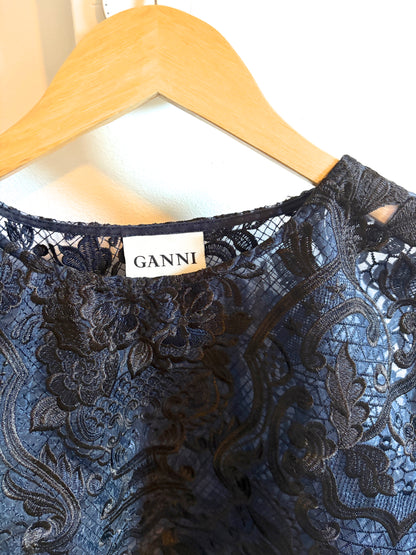 Ganni Navy Lace Blouse S