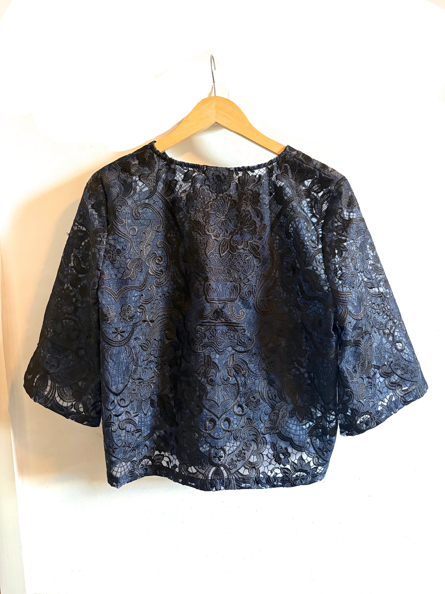 Ganni Navy Lace Blouse S