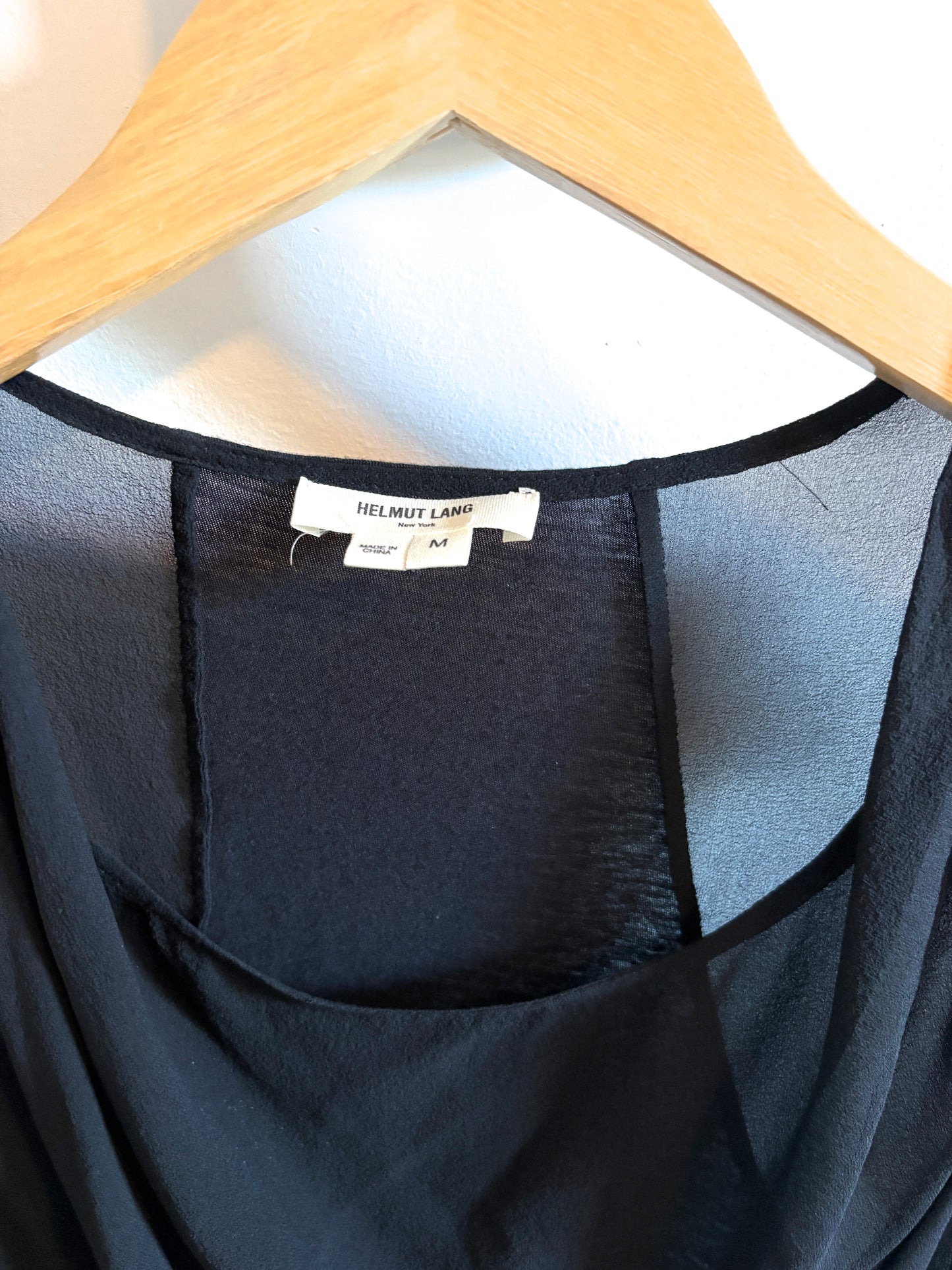 Helmut Lang Black Sheer Drape Top M