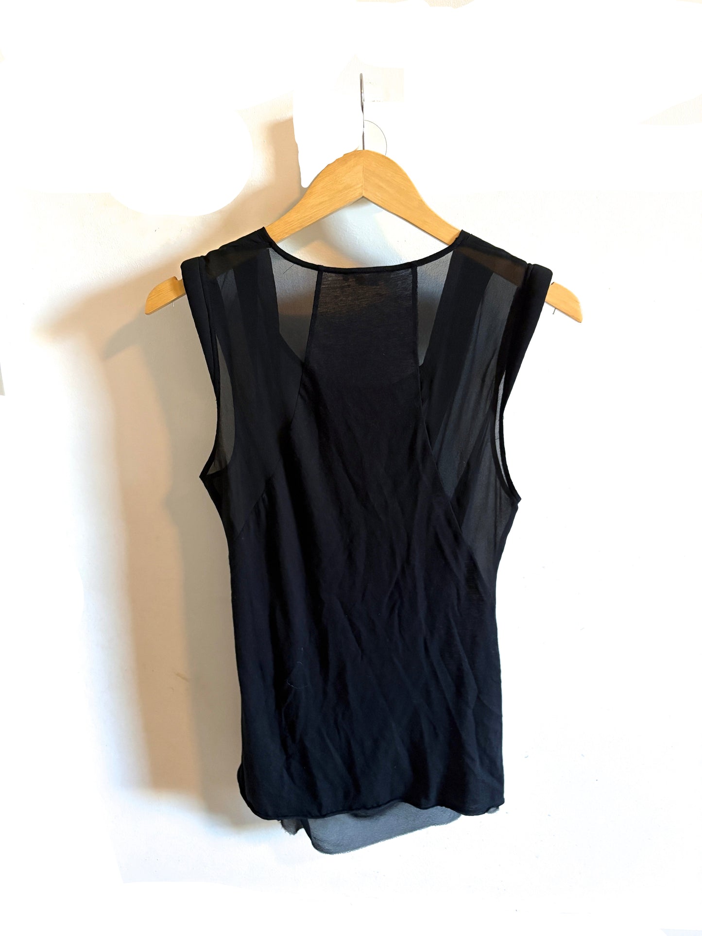 Helmut Lang Black Sheer Drape Top M