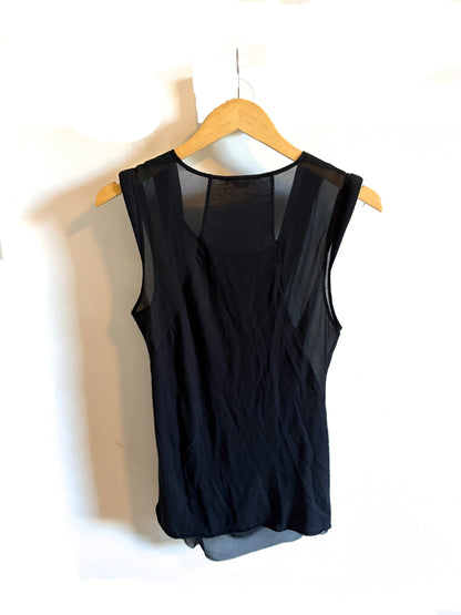 Helmut Lang Black Sheer Drape Top M