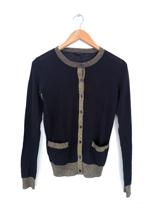 Joseph Navy & Gold Cashmere Cardigan M