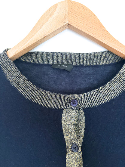 Joseph Navy & Gold Cashmere Cardigan M