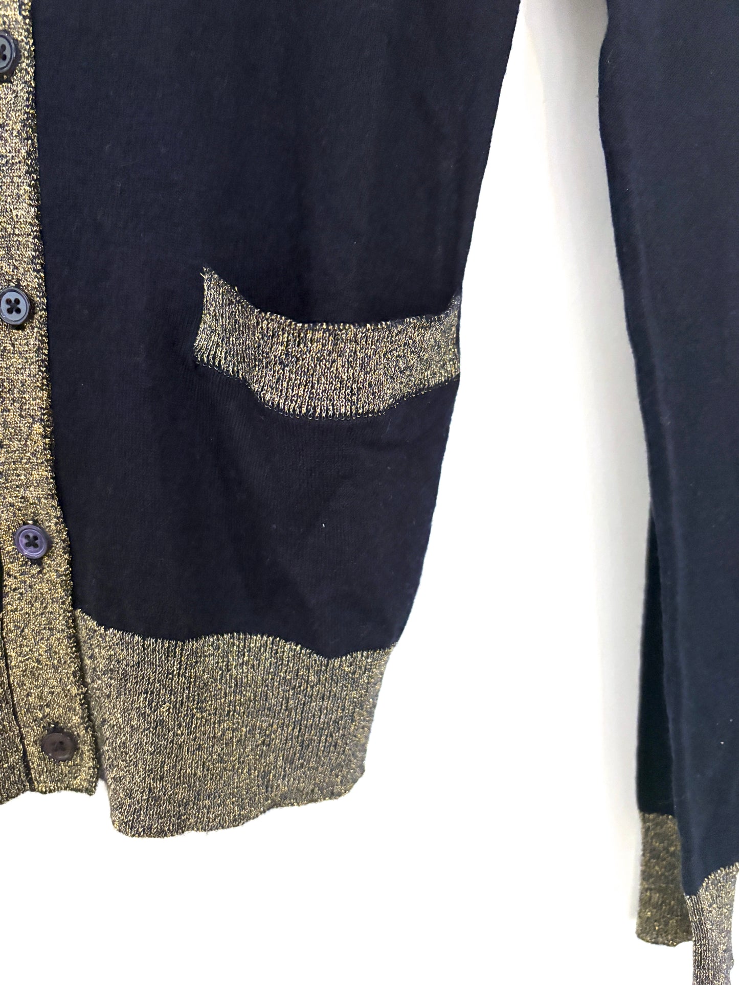 Joseph Navy & Gold Cashmere Cardigan M