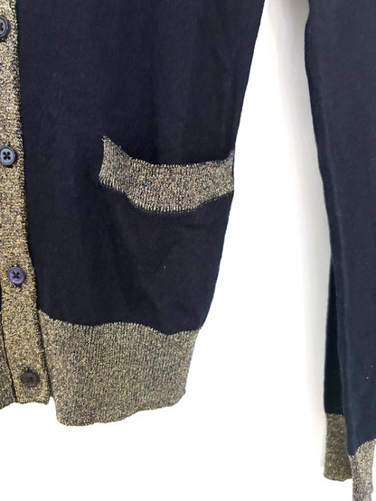 Joseph Navy & Gold Cashmere Cardigan M