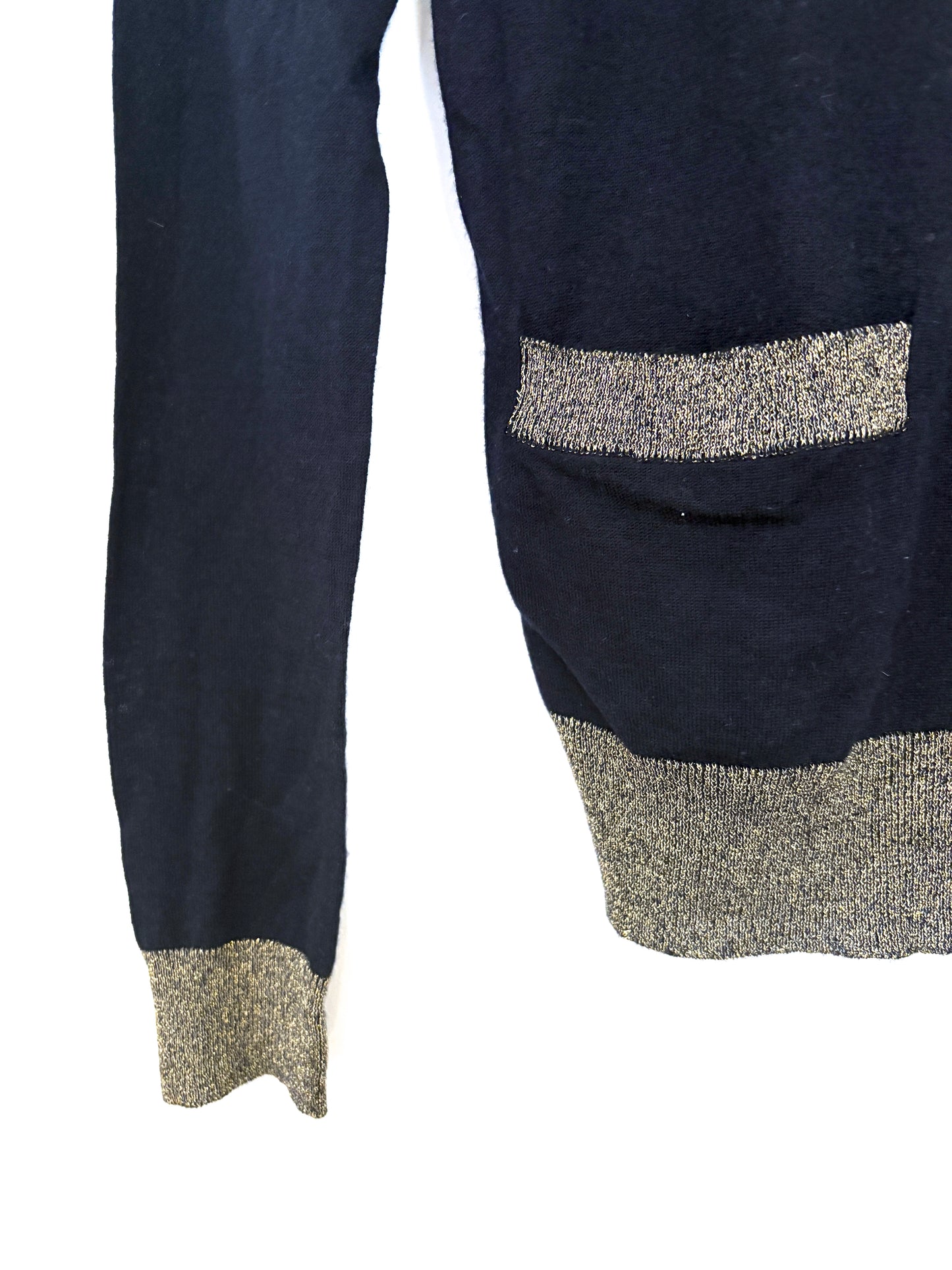 Joseph Navy & Gold Cashmere Cardigan M