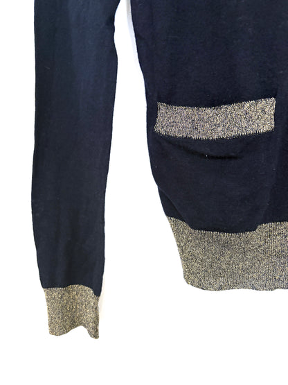 Joseph Navy & Gold Cashmere Cardigan M