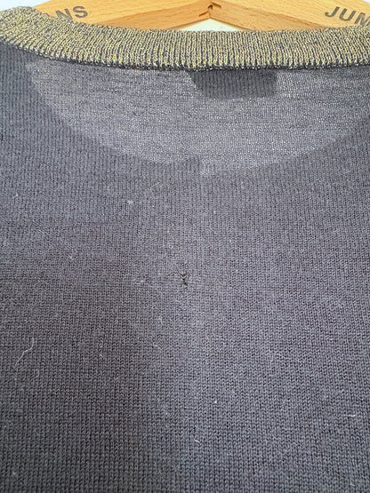 Joseph Navy & Gold Cashmere Cardigan M