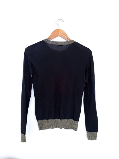 Joseph Navy & Gold Cashmere Cardigan M