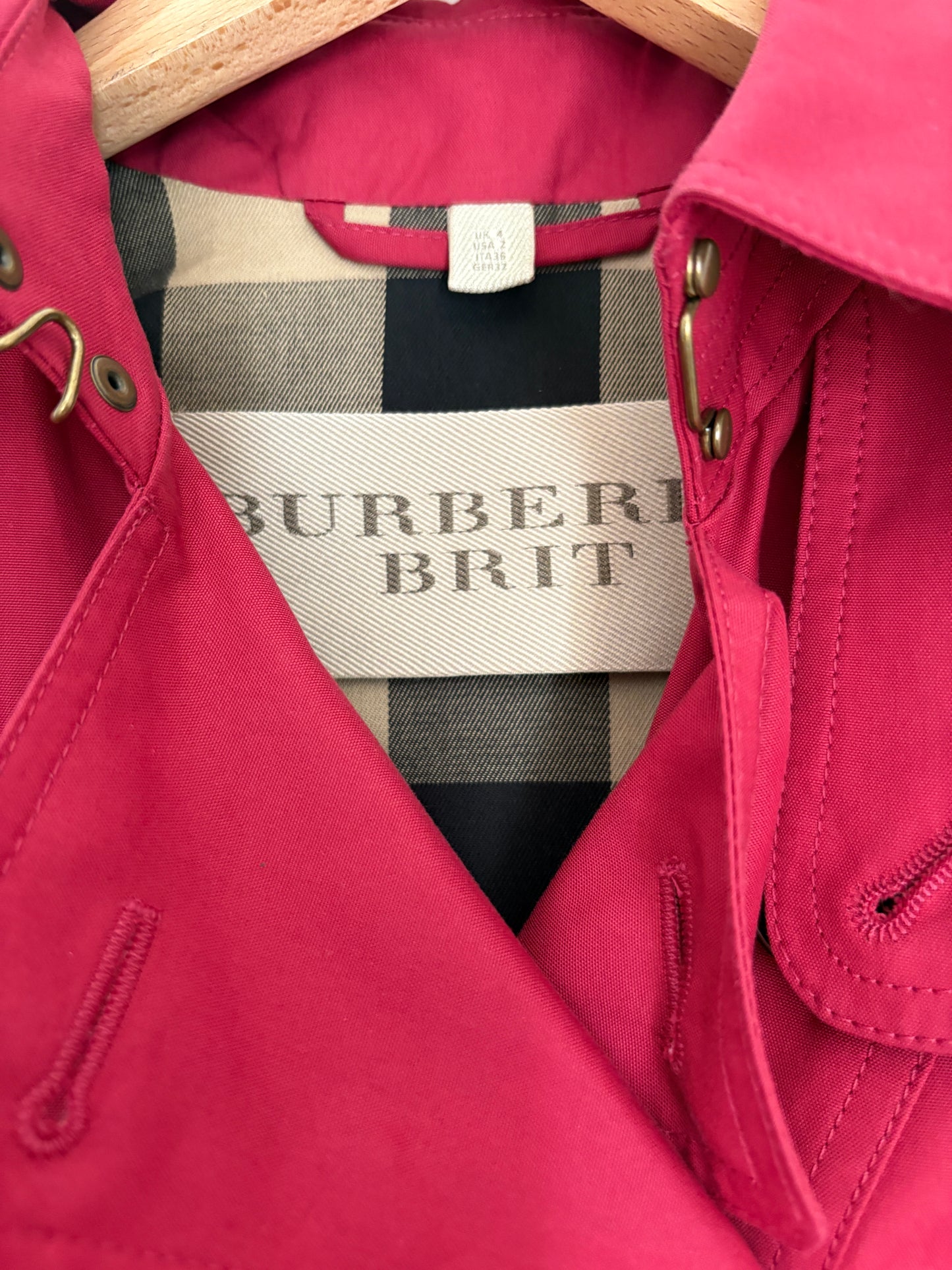 Burberry Brit Pink Cropped Trench Coat UK 4
