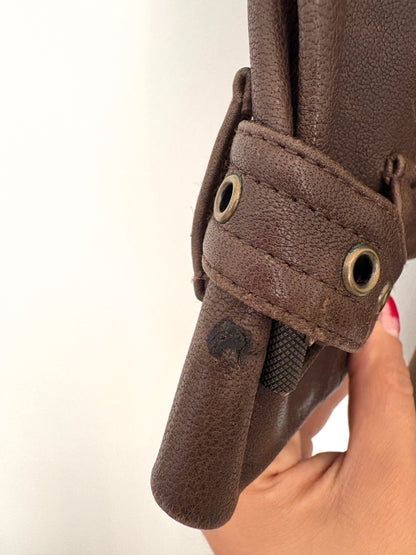 Burberry Brit Khaki and Brown Leather Trench Coat UK 4