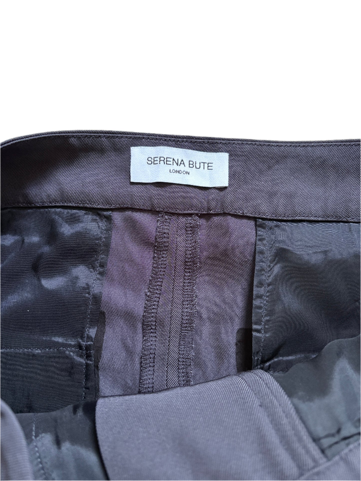 Serena Bute Grey Twill Wide Leg Trousers S
