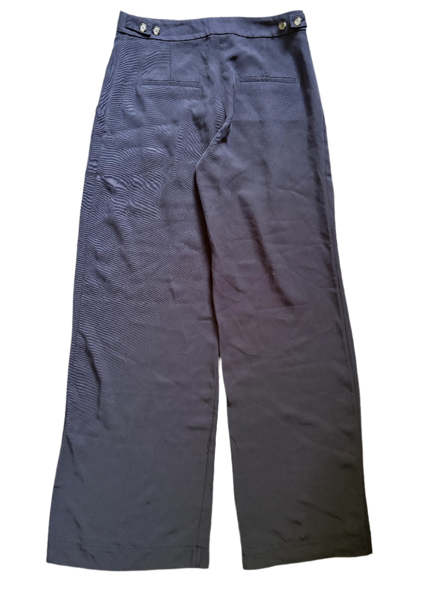 Serena Bute Grey Twill Wide Leg Trousers S